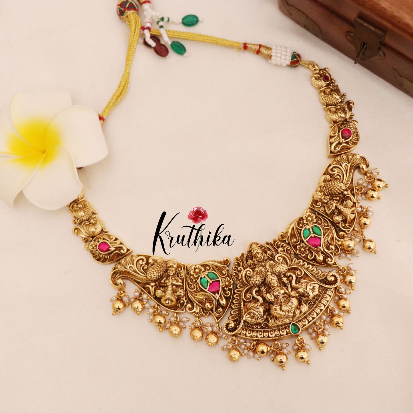 Premium Nagas Jadau Lakshmi necklace NC1786 (three color options)