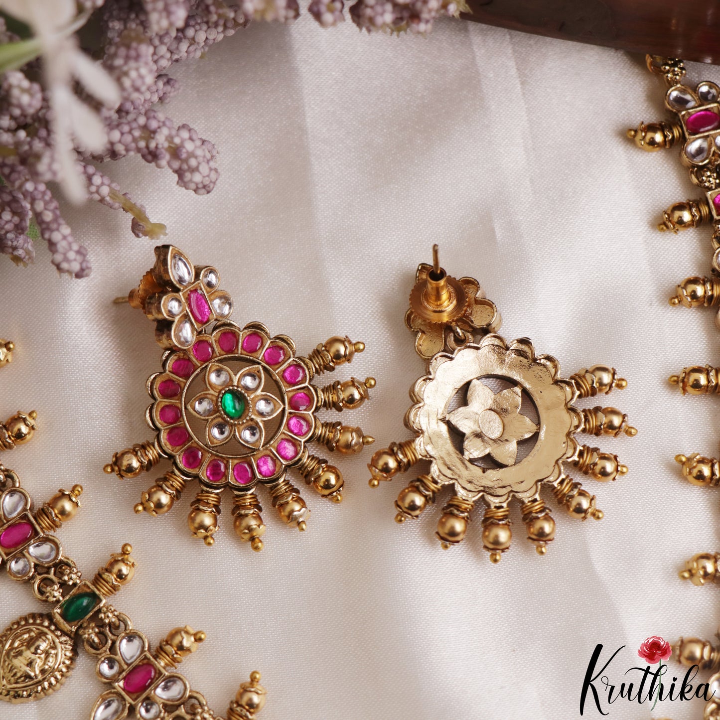 Traditional Antique Lakshmi Peacock Motifs Jadau Necklace NC3138