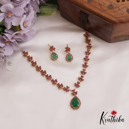 Elegant Floral Motifs AD Necklace NC2693 (Available In 3 Colors)