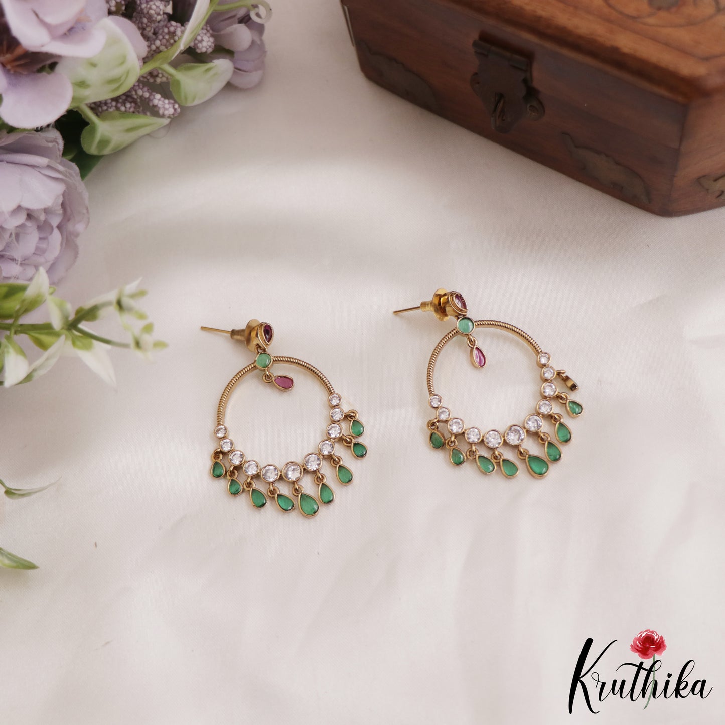 Beautiful Teardrop Chandbali Earrings E875 (Available In 2 Colors)