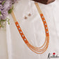 Elegant Multi Layered Crystal & Pearl Haaram With Floral Accents LH2130