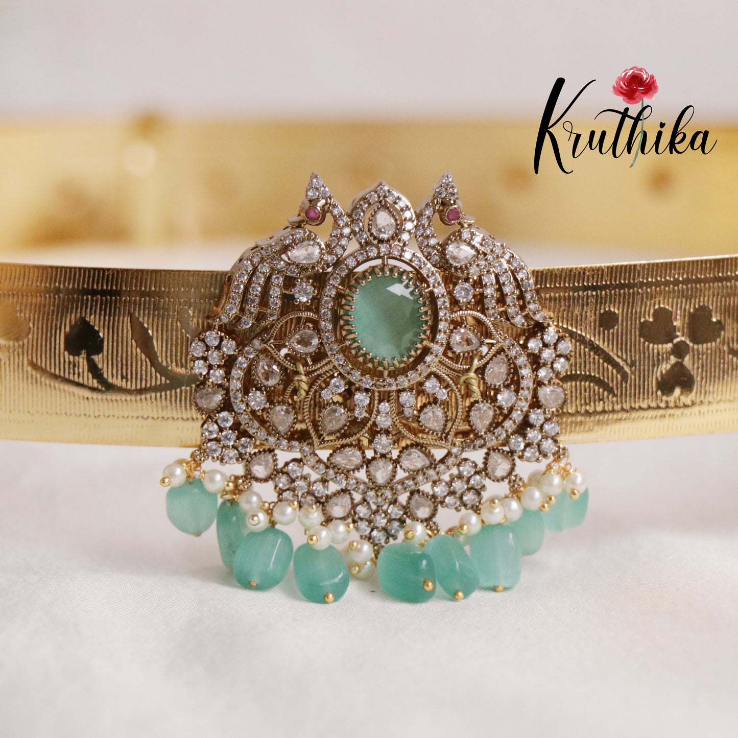 Beautiful Light Weight CZ Sparking Peacock Victorian Hip Belt V267 (Available in 4 Colours)