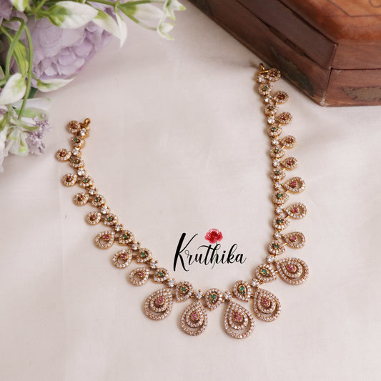 Trendy Multi Stone Drop Pendants Necklace Set NC2060