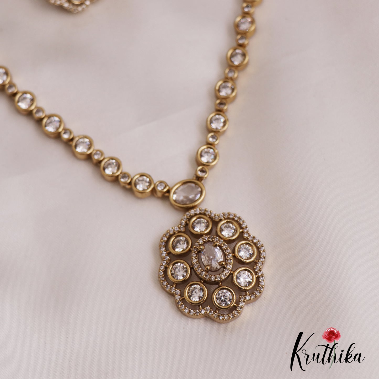 Eleagnt Floral Motifs AD Necklace NC2724 (Available In 3 Colors)