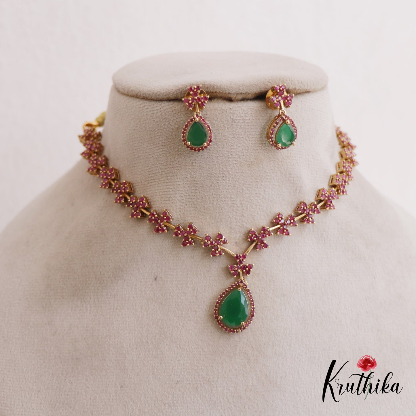 Elegant Floral Motifs AD Necklace NC2693 (Available In 3 Colors)