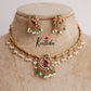 Trendy Ad Hasli Necklace with Peacock Pendant & Green Bead Drops NC2173