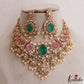 Gorgeous Geometric Motifs Victorian Moissanite Choker With Pearl Drops NC2964 (Available In 2 Colors)