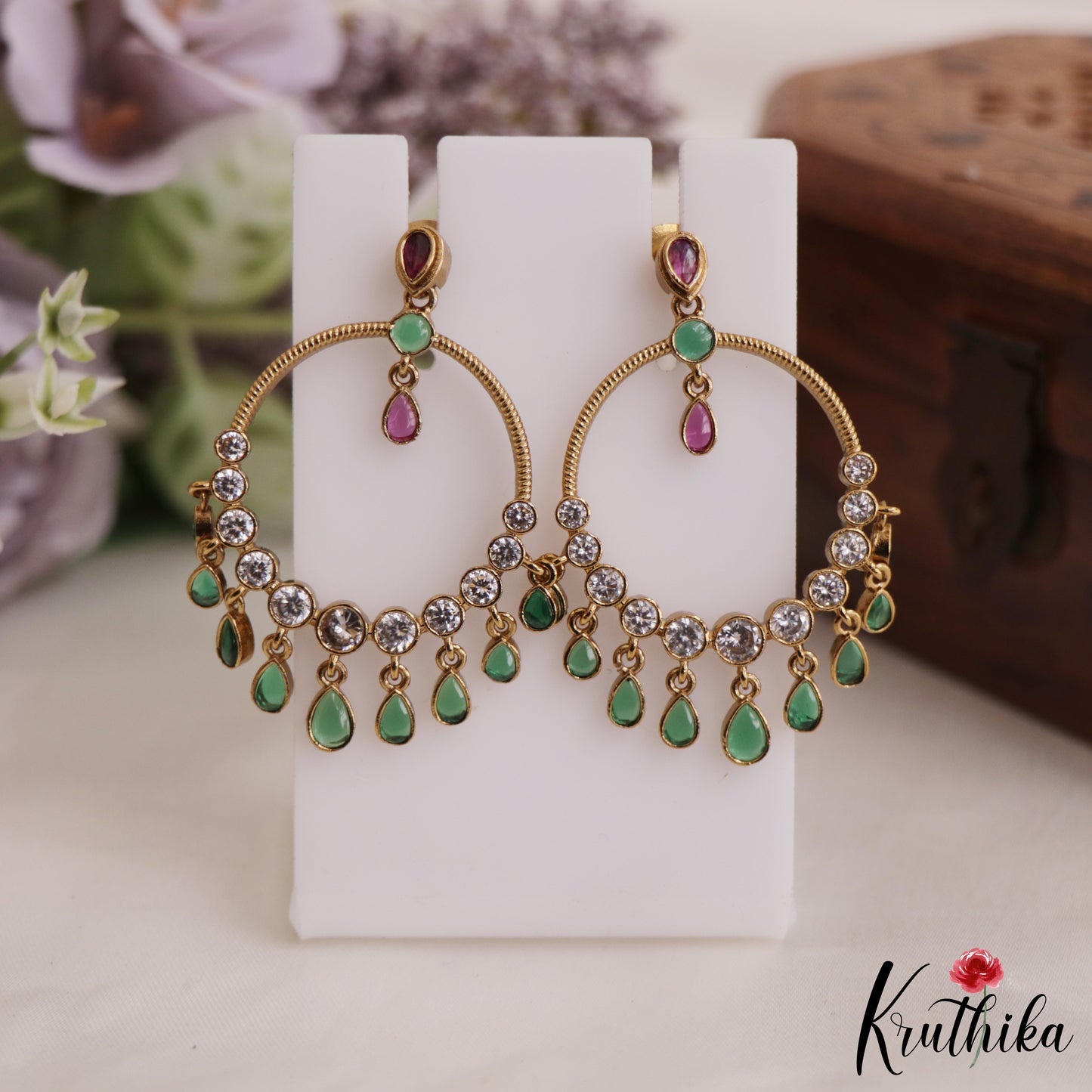 Beautiful Teardrop Chandbali Earrings E875 (Available In 2 Colors)