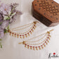 Classic Geometric Motifs Multi Pearl Strand Jadau Earchains With Pearl Drops EC225