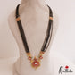 Beautiful Floral Mango Motifs Pendant With Multi Strand Black Beads Chain LH2065