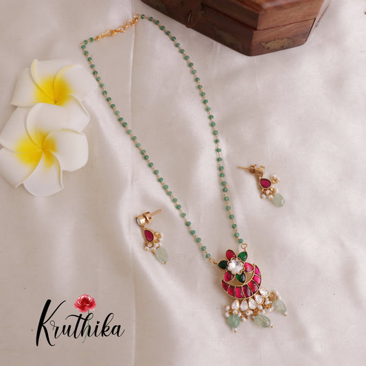 Beautiful Jadau Pendant Beads Haaram LH1834