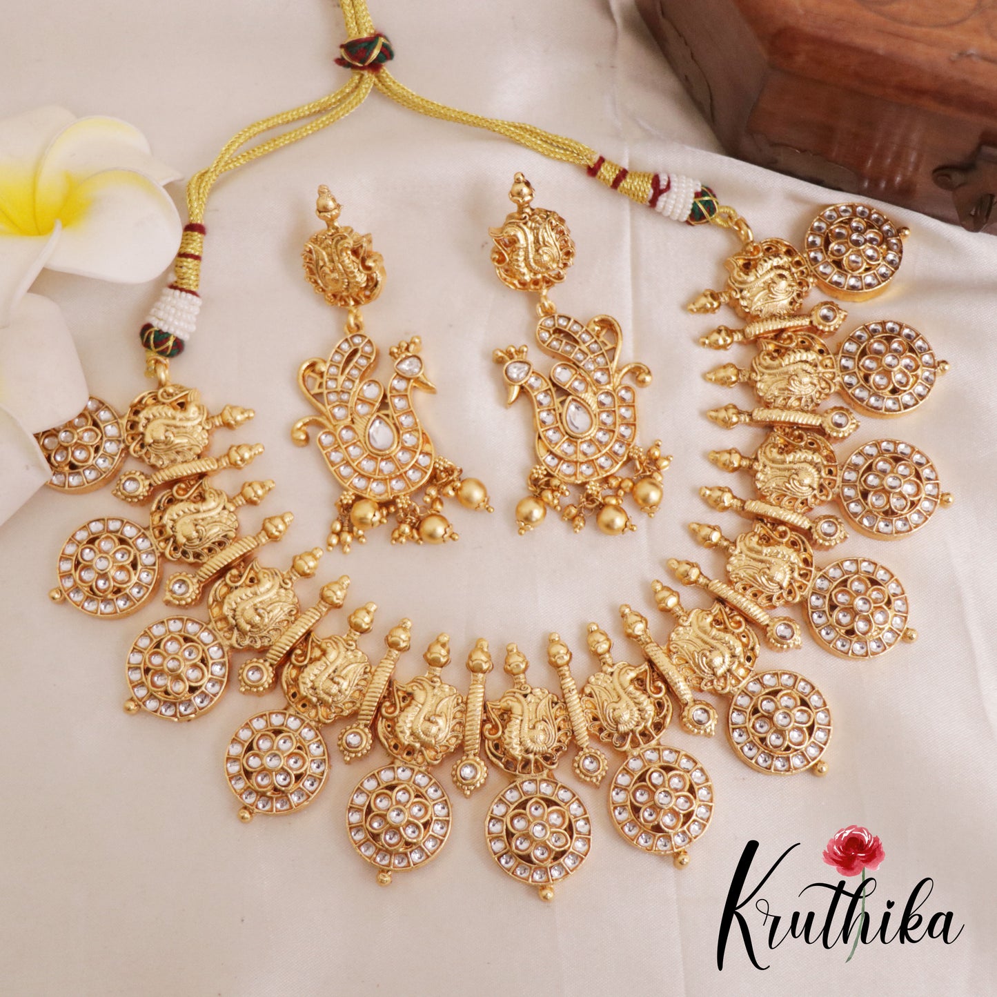 Premium Kundan stone necklace with peacock design NC1952