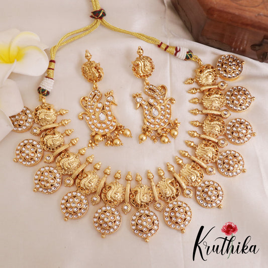 Premium Kundan stone necklace with peacock design NC1952