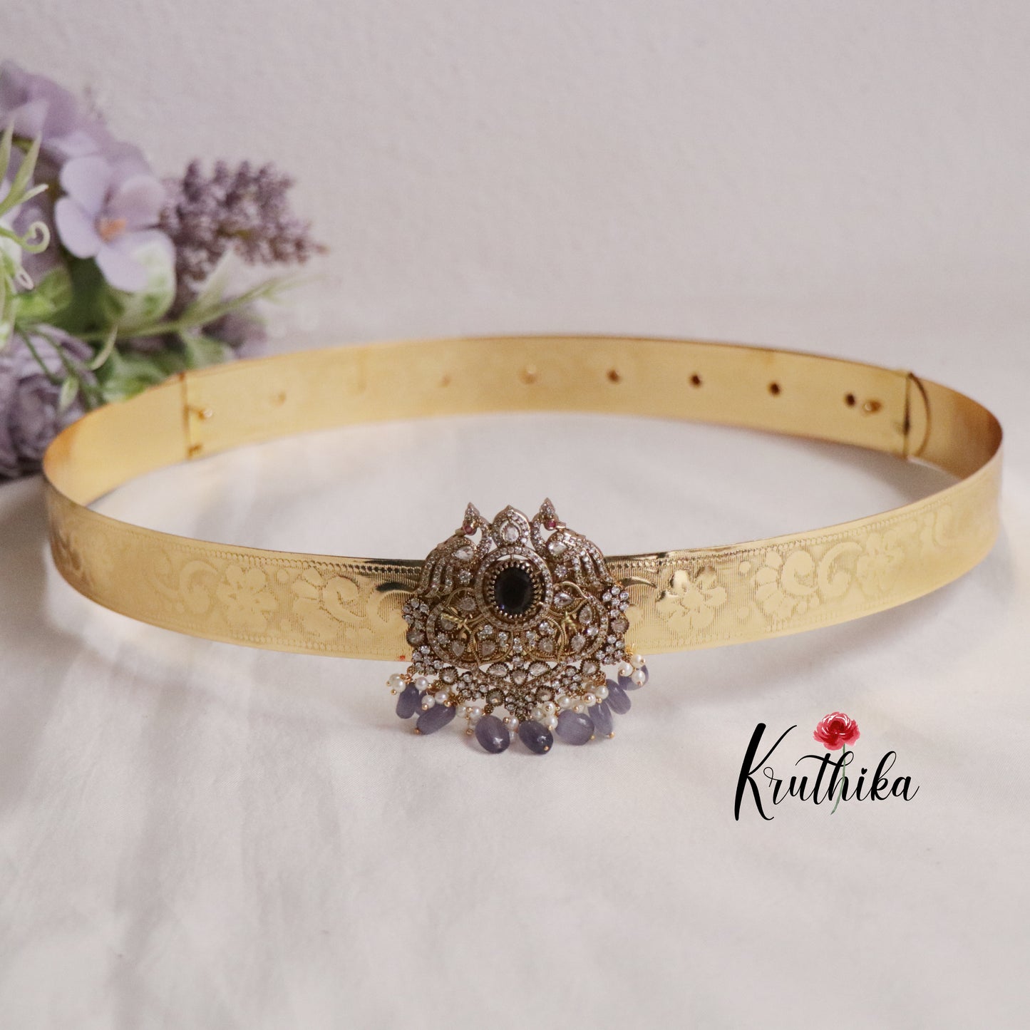 Beautiful Light Weight CZ Sparking Peacock Victorian Hip Belt V267 (Available in 4 Colours)