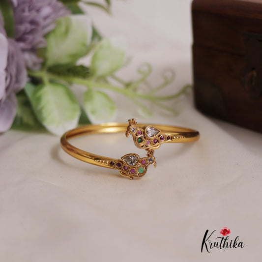 Cute parrot uncut stones Openable Kada B329
