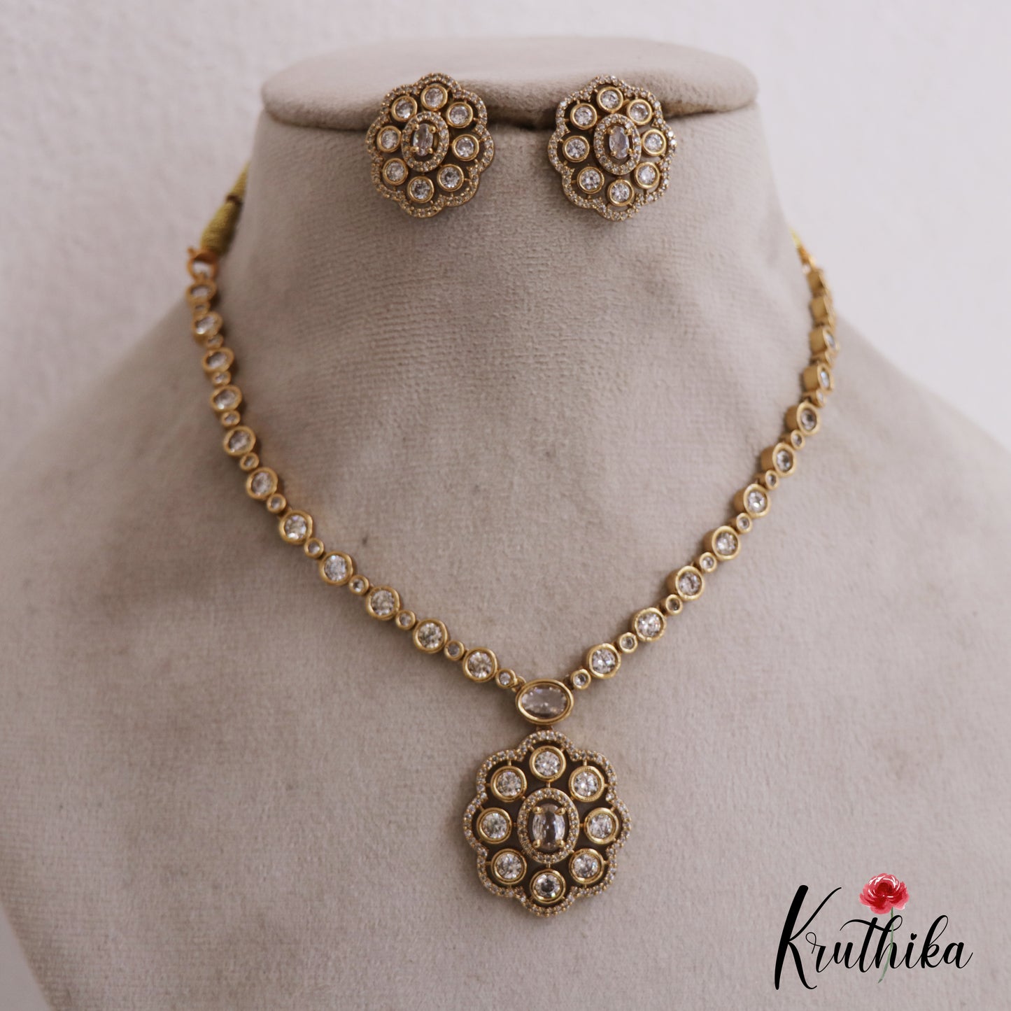 Eleagnt Floral Motifs AD Necklace NC2724 (Available In 3 Colors)