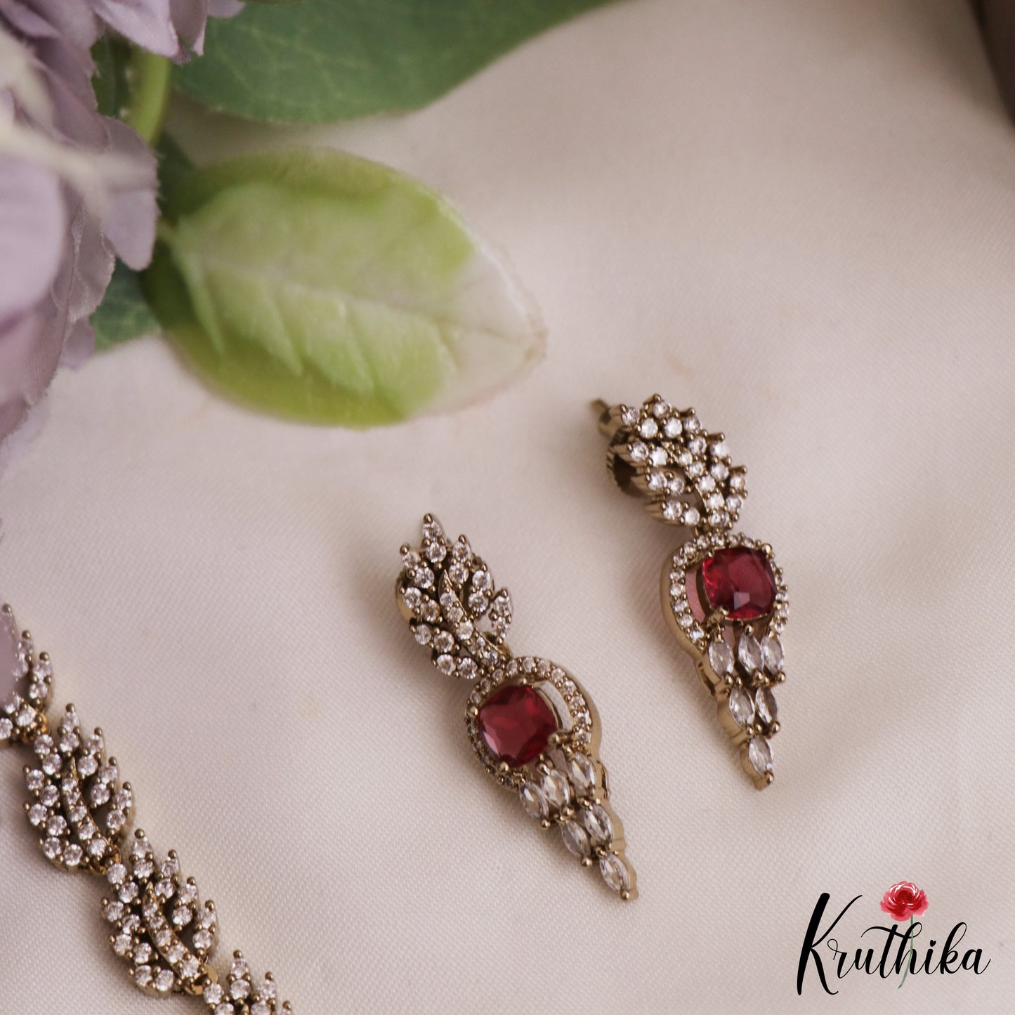Trendy Leaf Motifs AD Victorian Necklace NC2765 (Available In 5 Colors)