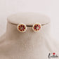 Simple Pearl Border Floral Kemp Stud Earrings E1218