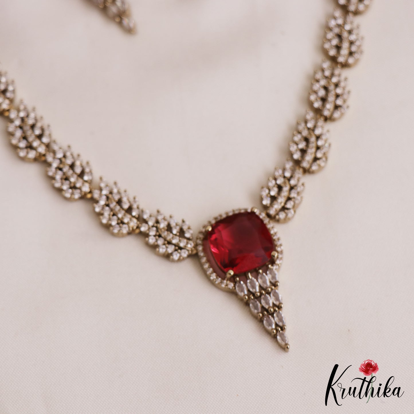 Trendy Leaf Motifs AD Victorian Necklace NC2765 (Available In 5 Colors)