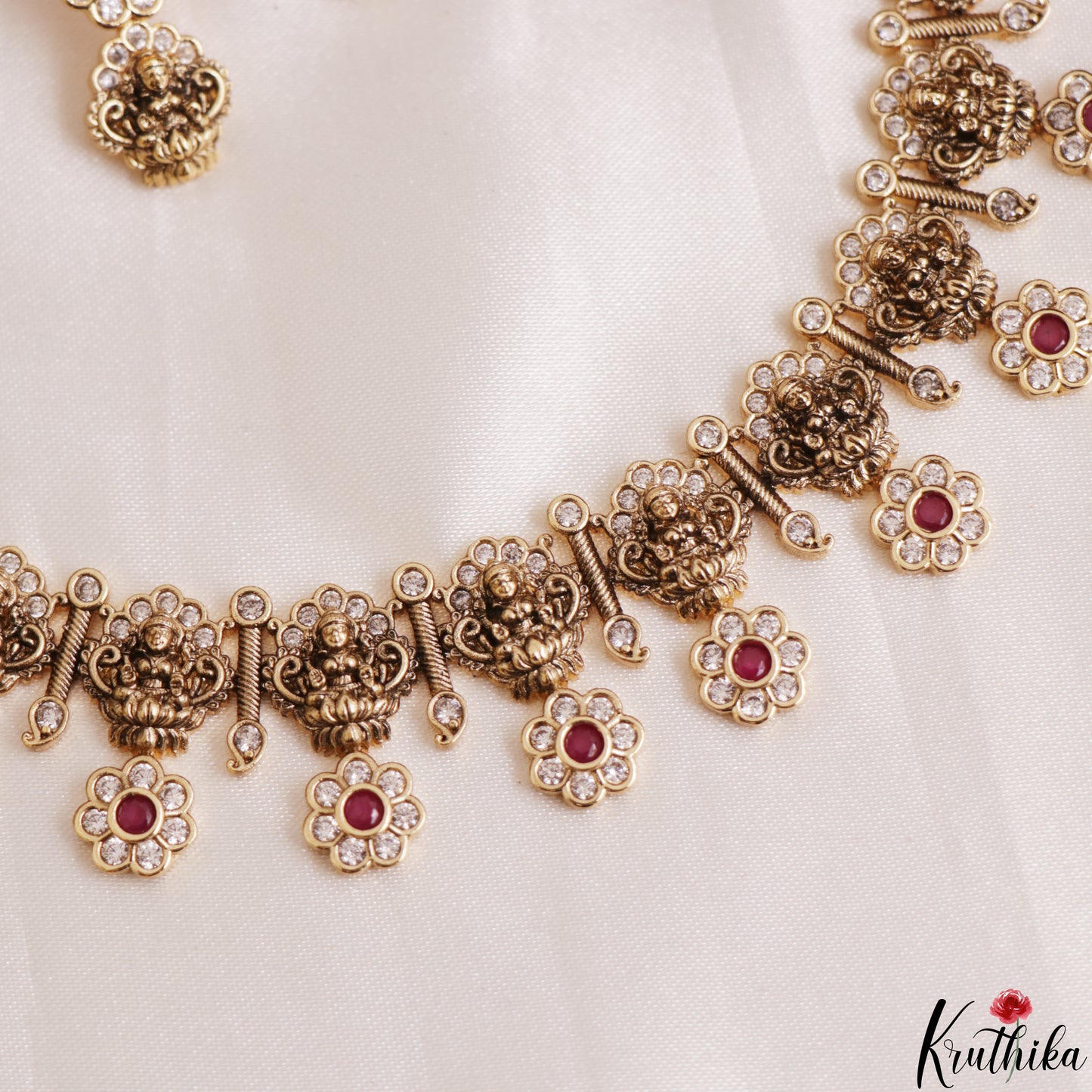 Classic Antique Nagas Lakshmi Floral Motifs Temple Choker NC3184 (Available In 2 Colors)