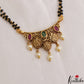 Classic Floral teardrop Motifs Double Layered Black Beads Chain With Pendant NC3080