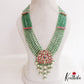 Stunning Floral Motifs Multi Strands Green Beaded Jadau Haaram LH2047