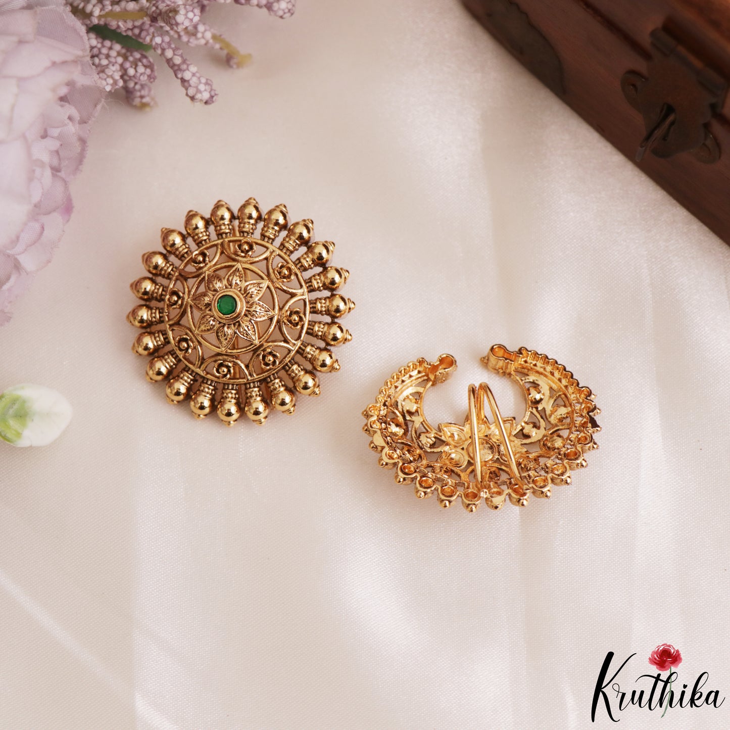Elegant Antique Floral Motifs Chandra Surya Kemp Hair Ornaments J426 (Available In 2 Colors)