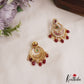 Classic Floral Motifs Chandbali AD Earrings With Bead Drops E1089 (Available In 2 Colors)