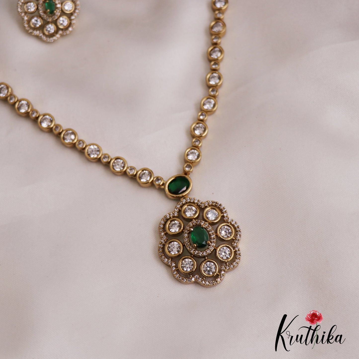 Eleagnt Floral Motifs AD Necklace NC2724 (Available In 3 Colors)