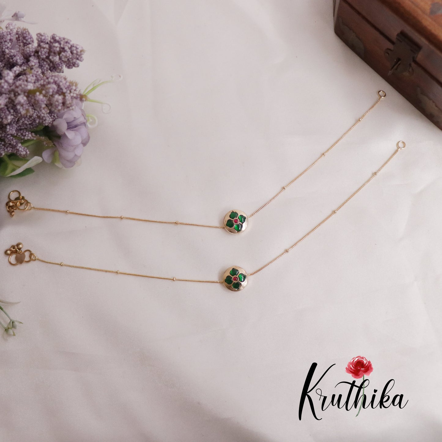 Simple Jadau Anklets A50 (Available in 2 Colours)