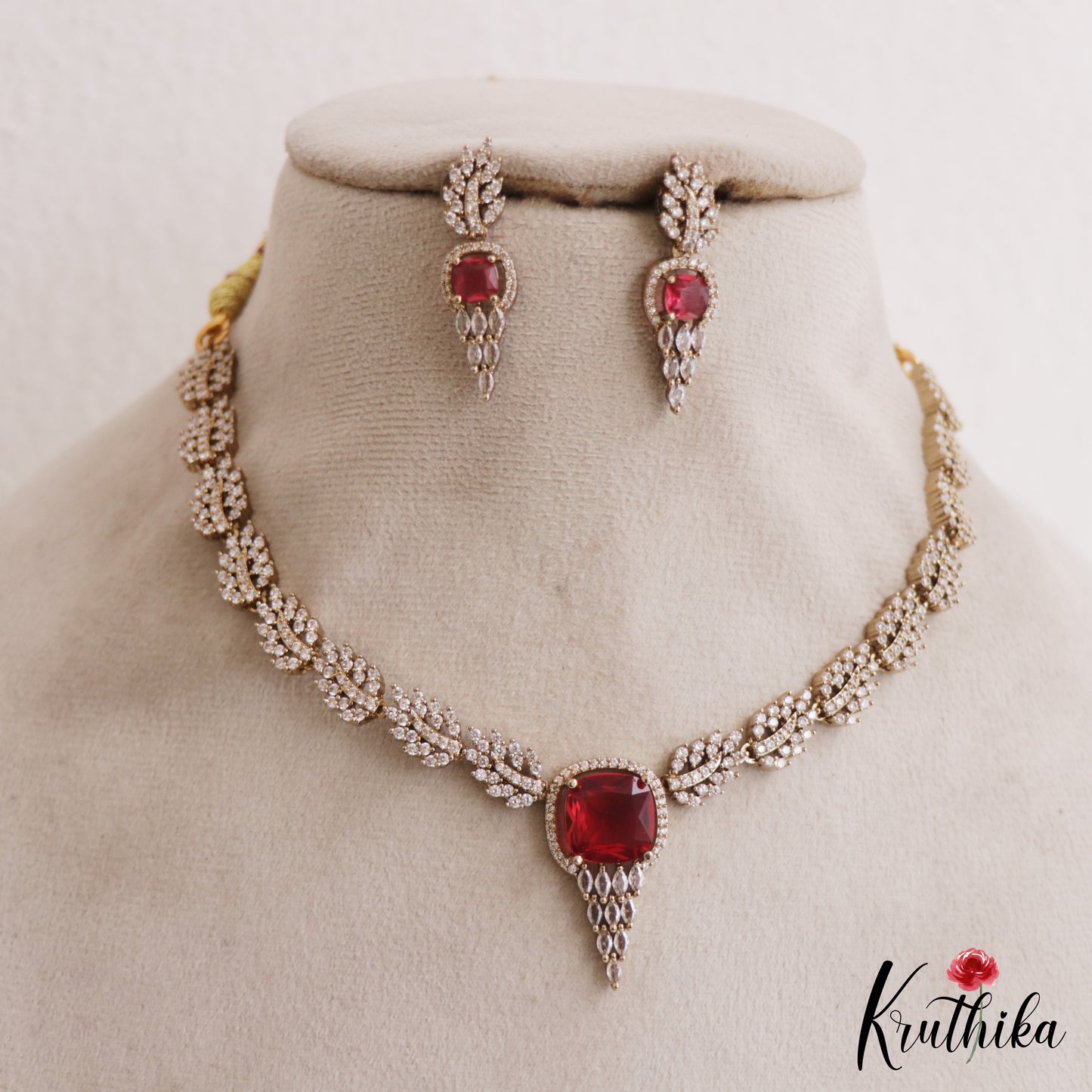Trendy Leaf Motifs AD Victorian Necklace NC2765 (Available In 5 Colors)