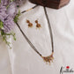 Classic Floral teardrop Motifs Double Layered Black Beads Chain With Pendant NC3080