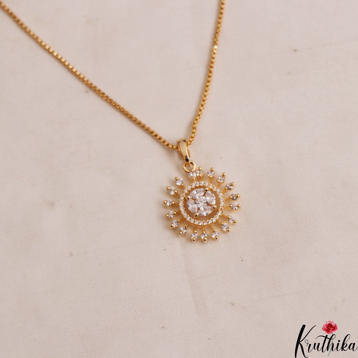 Pretty AD Gold-Tone Chain Pendant Set NC2930