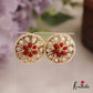 Trendy Pearl Border Floral Motifs AD Stud Earrings E991 (Available In 6 Colors)