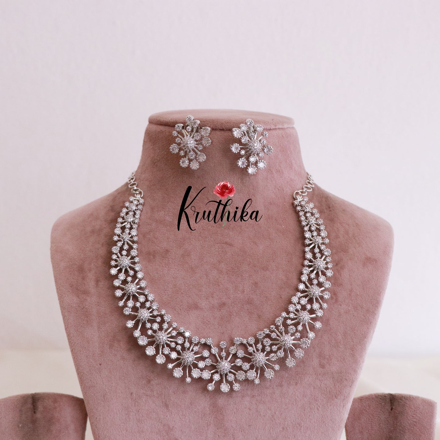 Trendy CZ/AD Flower Design Necklace NC1829 (Available in 3 colours)