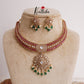 Trendy AD Victorian Ruby Hasli necklace with Green Beads Drops NC2201