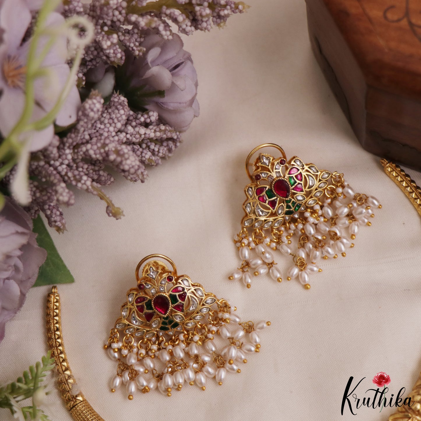 Gorgeous Peacock Motifs Jadau Hasli Necklace With Pearl Drops NC2970 (Available In 3 Colors)