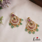 Classic Floral Motifs Chandbali AD Earrings With Bead Drops E1089 (Available In 2 Colors)