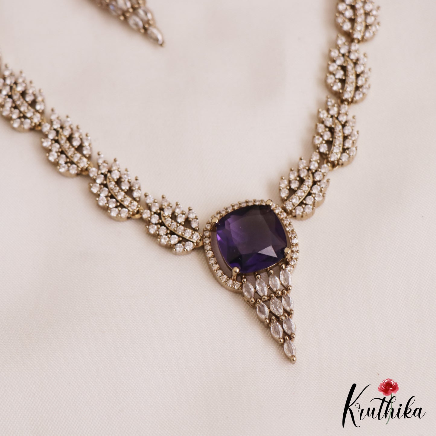 Trendy Leaf Motifs AD Victorian Necklace NC2765 (Available In 5 Colors)