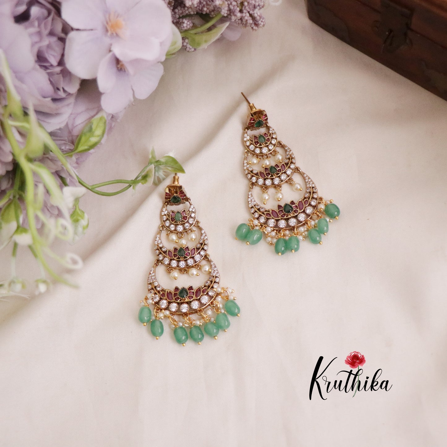 Trendy Three Step Chand Bali Earrings E630 (Available in 2 Colors)