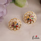 Trendy Pearl Border Floral Motifs AD Stud Earrings E991 (Available In 6 Colors)