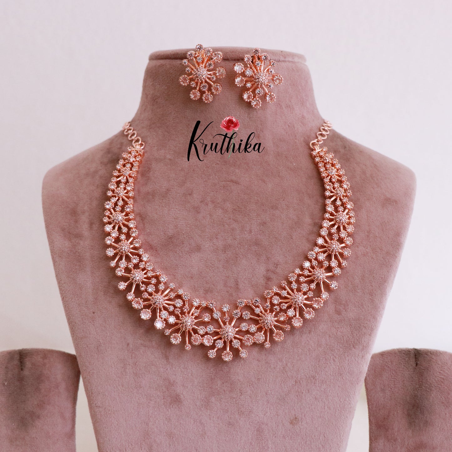 Trendy CZ/AD Flower Design Necklace NC1829 (Available in 3 colours)