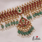 Beautiful Floral Peacock Motifs Jadau Choker With Triple Strand Pearl Chains NC2694
