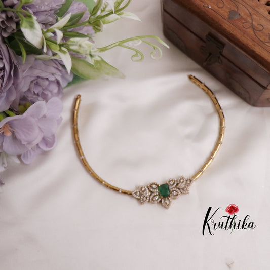 Simple CZ Floral Bloom Pipe Necklace NC2259 (Available in 2 Colors)
