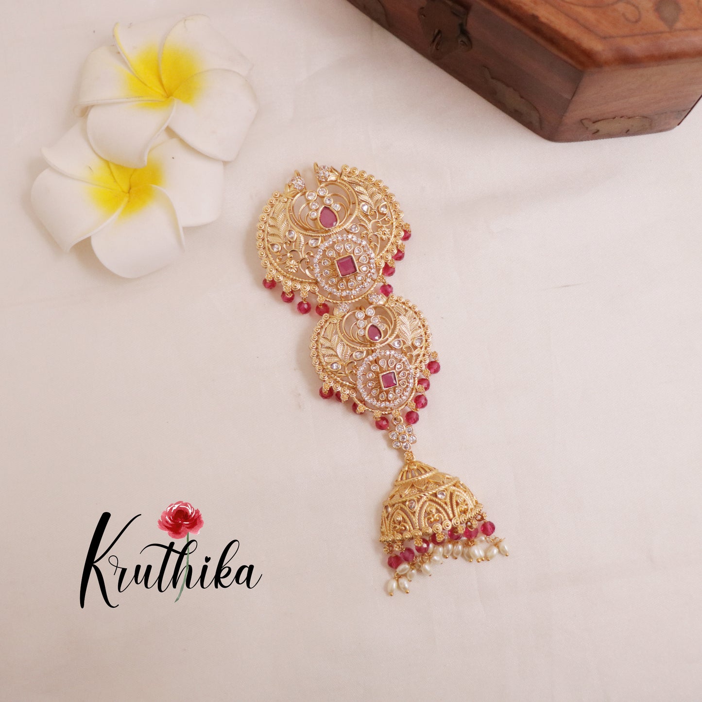 Grand AD Stone Jada Billa with Crystal Beads J157 (Available in 2 Colours)
