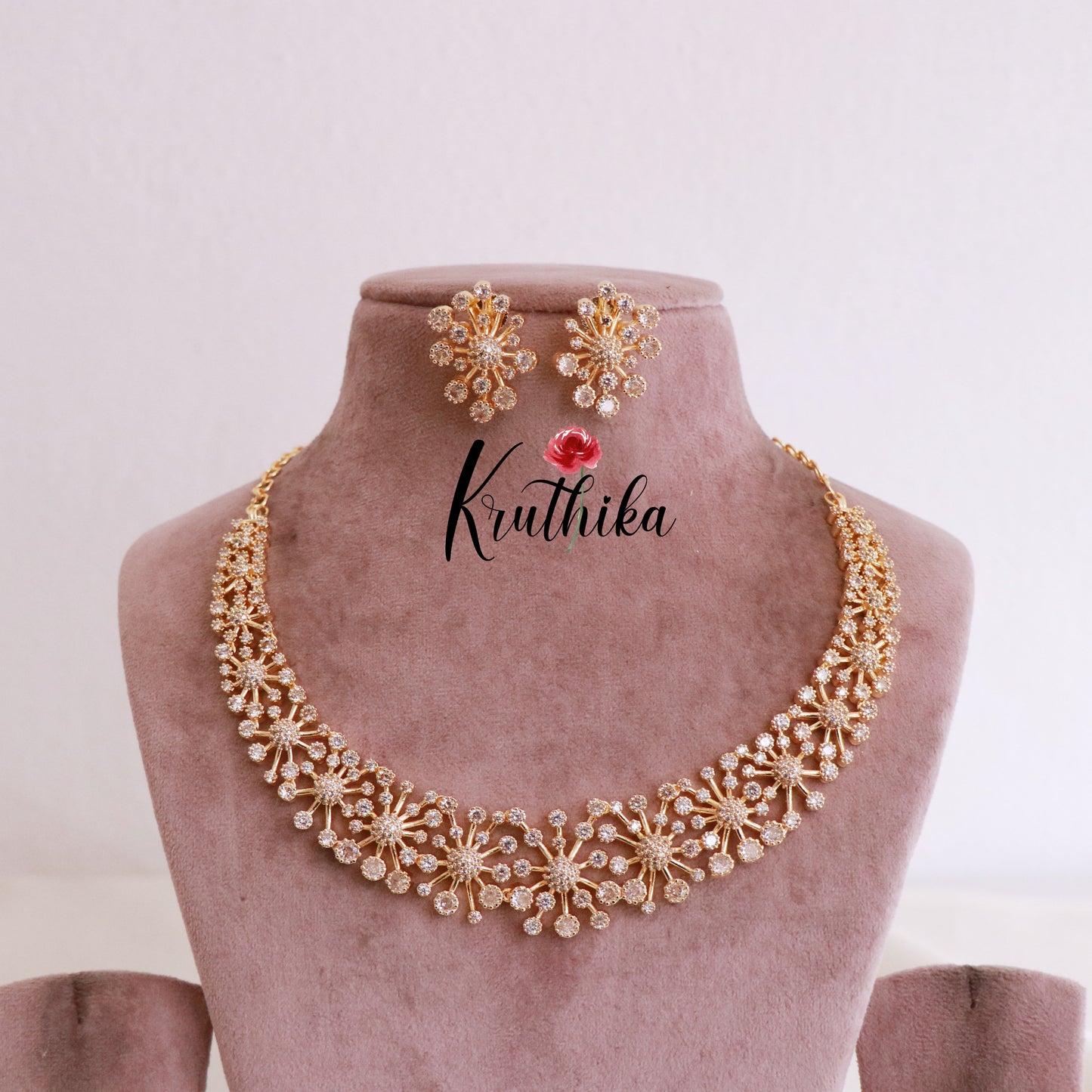 Trendy CZ/AD Flower Design Necklace NC1829 (Available in 3 colours)