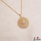 Pretty AD Floral Motifs Gold-Tone Chain Pendant Set NC2935