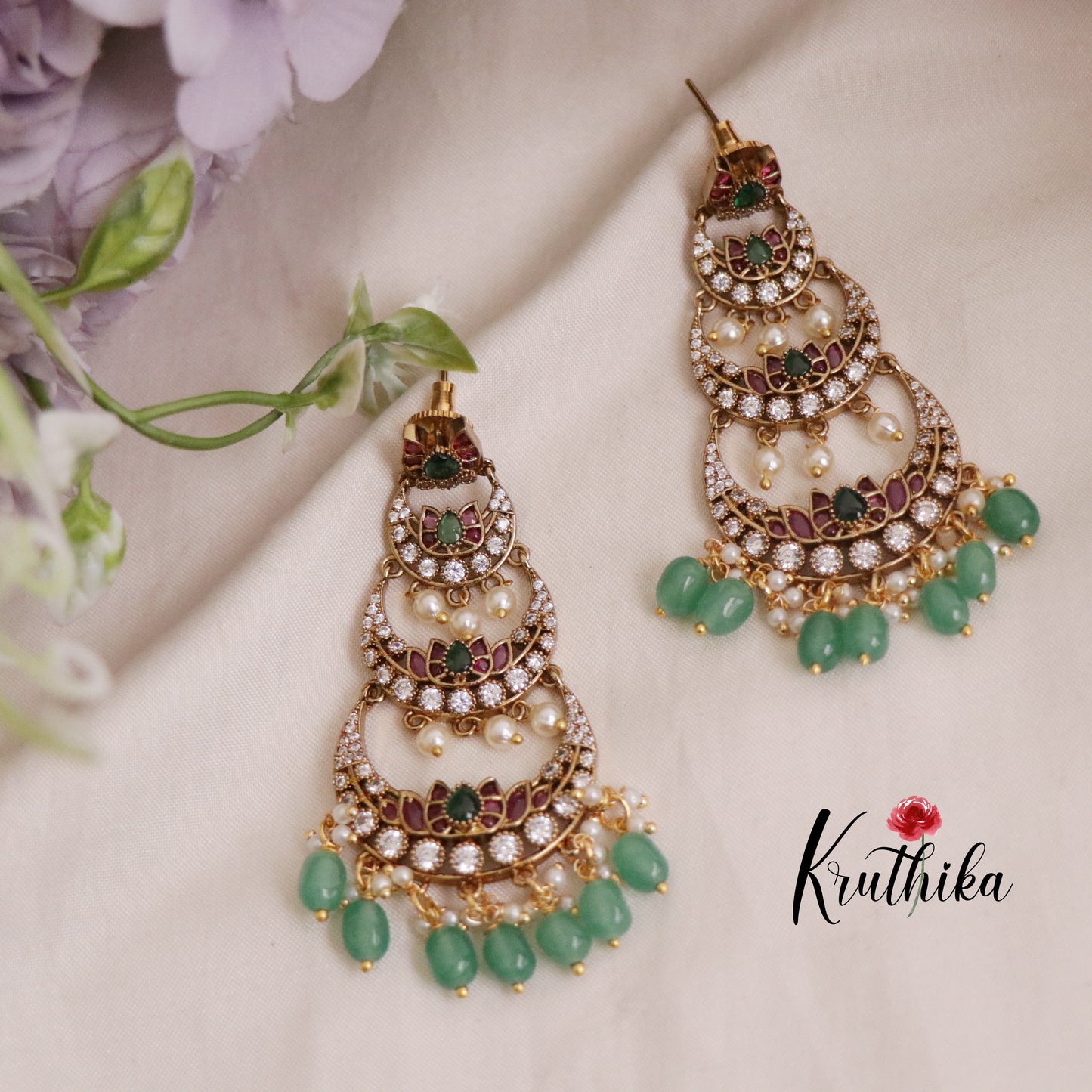 Trendy Three Step Chand Bali Earrings E630 (Available in 2 Colors)
