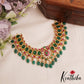 Stunning Floral Teardrop Motifs Jadau Choker With Green Bead Drops NC2844