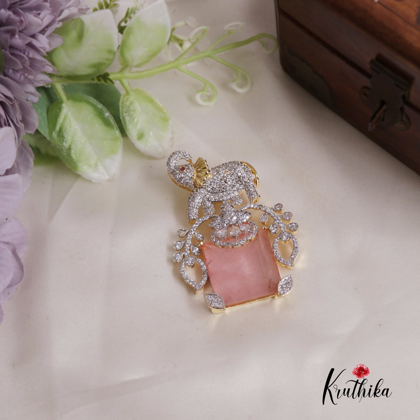 Elegant Victorian Elephant Pendant Set PS246 (Available In 5 Colours)